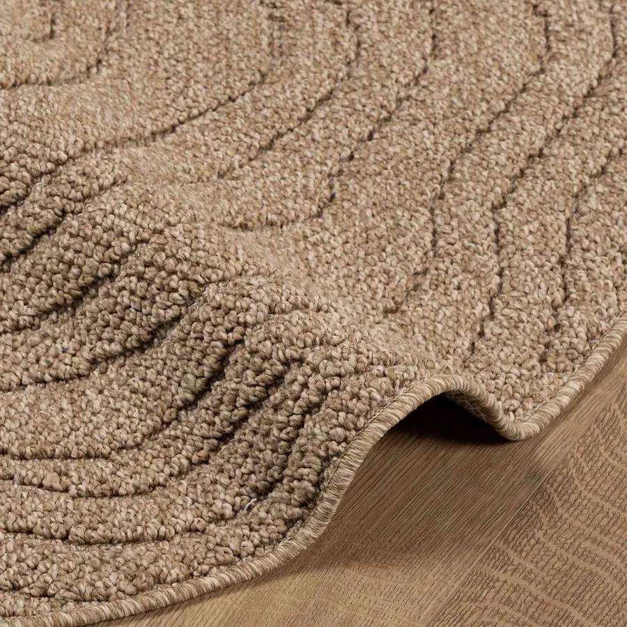 Tapis de surface Rond Moiré AGIRA Naturel Ø 160 CM Polyester - 6