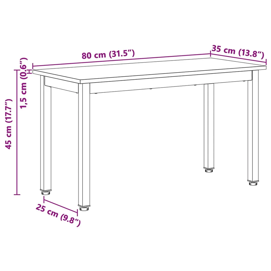banc Blanc 80 x 35 x 45 cm Bois de pin massif - 8