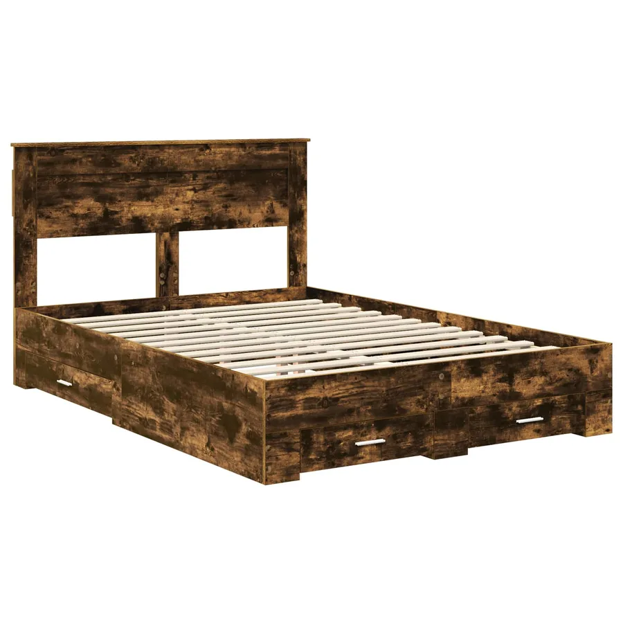Cadre de lit Chêne fumé 150 x 200 cm Bois d'ingénierie - 4