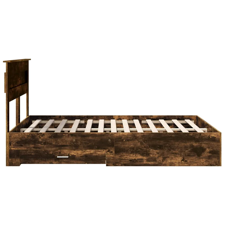 Cadre de lit Chêne fumé 150 x 200 cm Bois d'ingénierie - 9