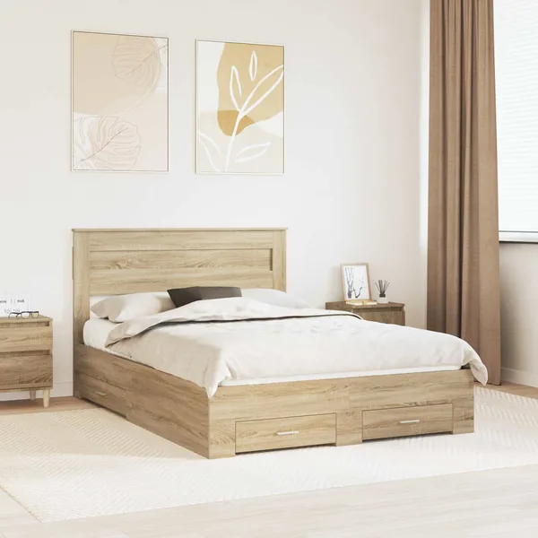 Cadre de lit Chêne Sonoma 150 x 200 cm Bois d'ingénierie