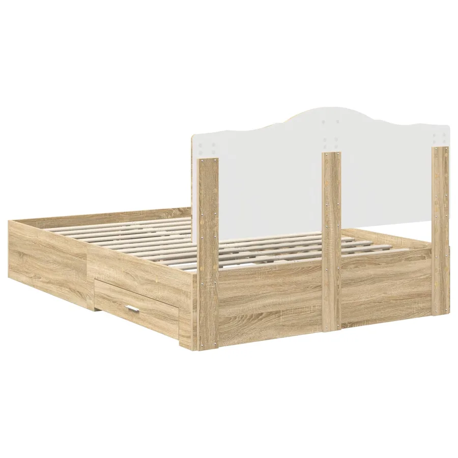 Cadre de lit Chêne Sonoma 150 x 200 cm Bois d'ingénierie - 10
