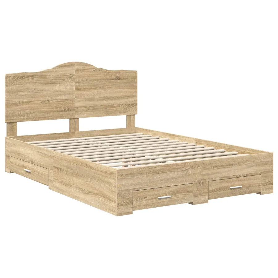 Cadre de lit Chêne Sonoma 150 x 200 cm Bois d'ingénierie - 4