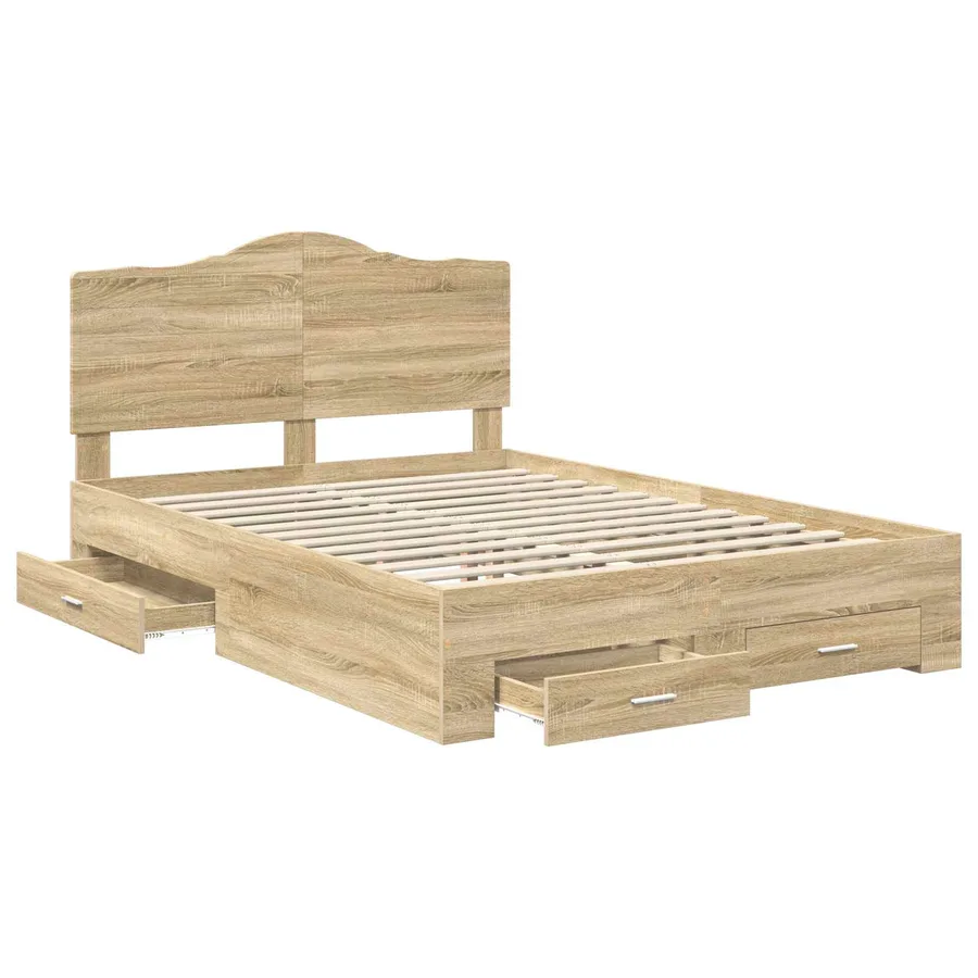 Cadre de lit Chêne Sonoma 150 x 200 cm Bois d'ingénierie - 5