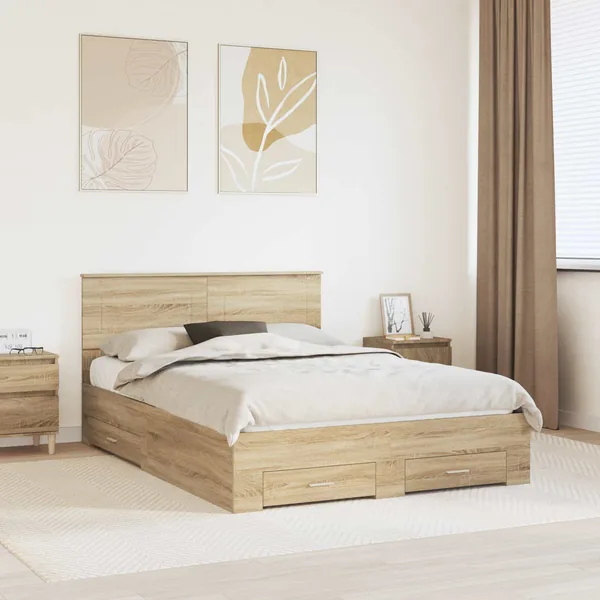 Cadre de lit Chêne Sonoma 150 x 200 cm Bois d'ingénierie
