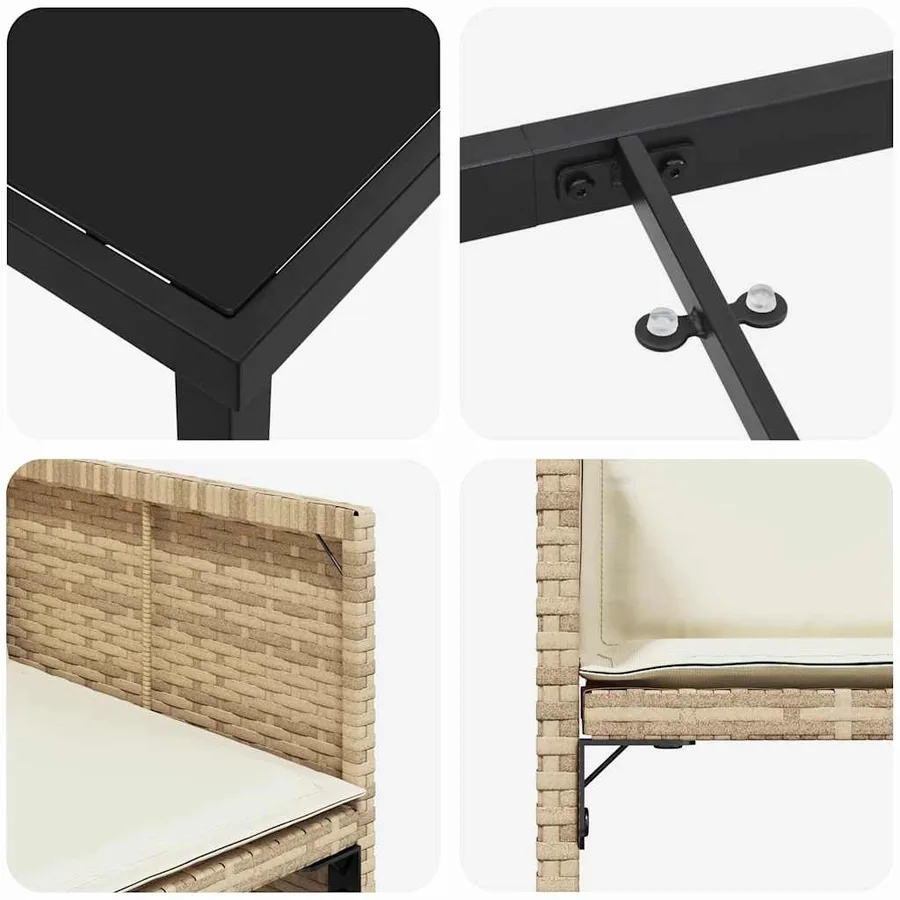 Ensemble de salle à manger pour jardin 9 pcs Beige polyrotin - 9