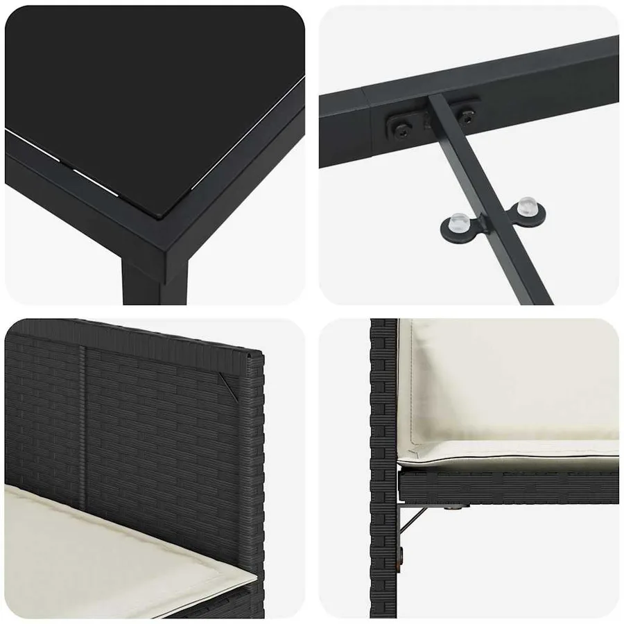 Ensemble de salle à manger pour jardin 9 pcs Noir polyrotin - 9