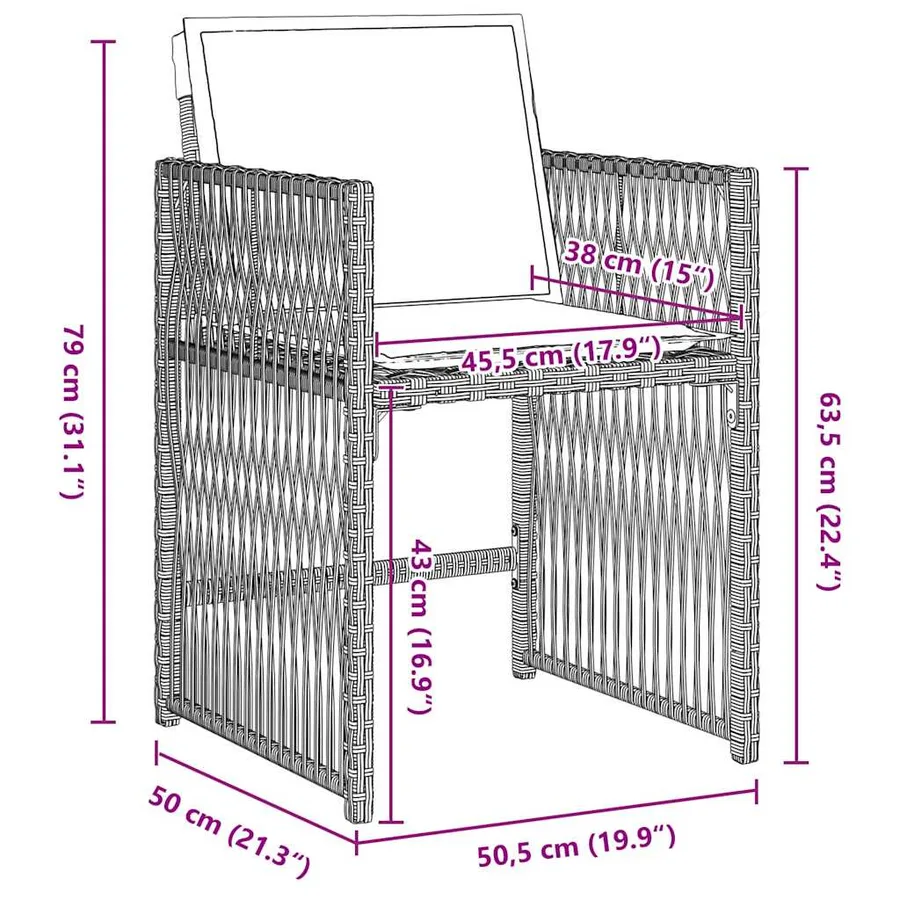 Ensemble de salle à manger pour jardin 9 pcs Gris clair - 8