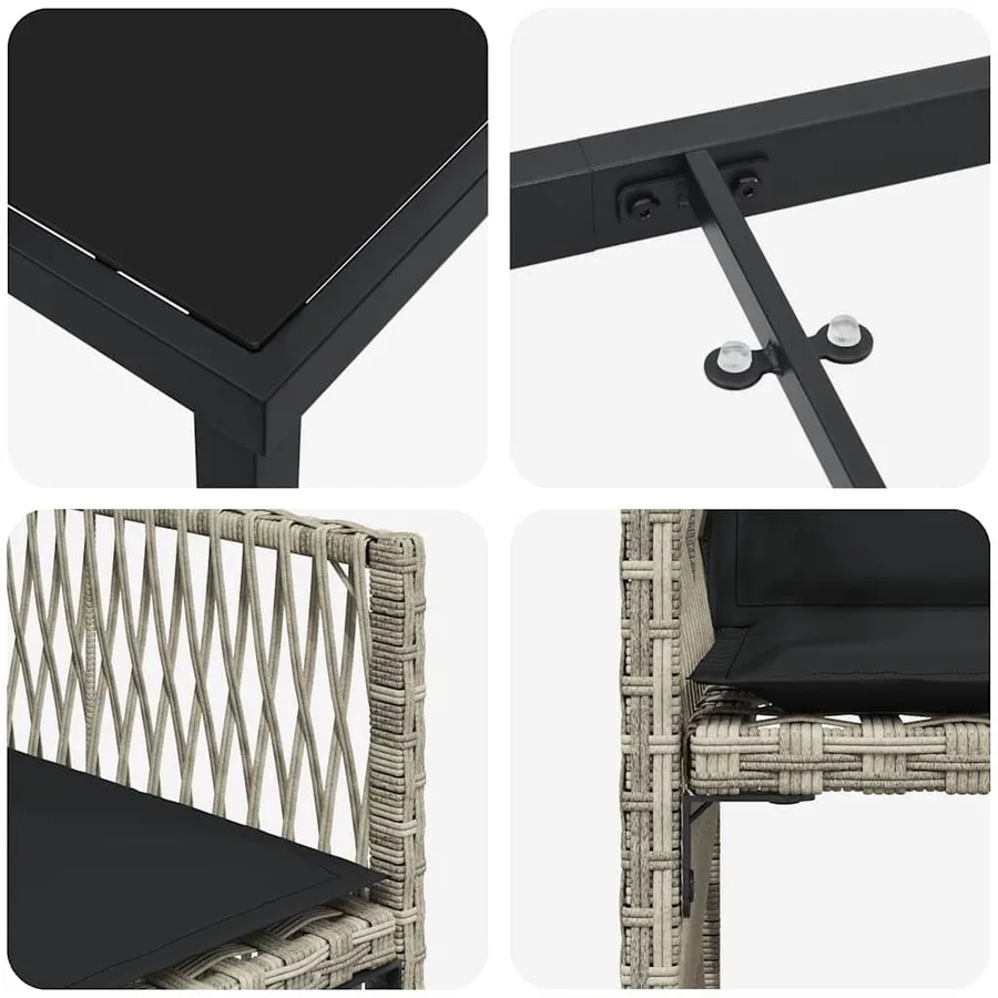 Ensemble de salle à manger pour jardin 9 pcs Gris clair - 9