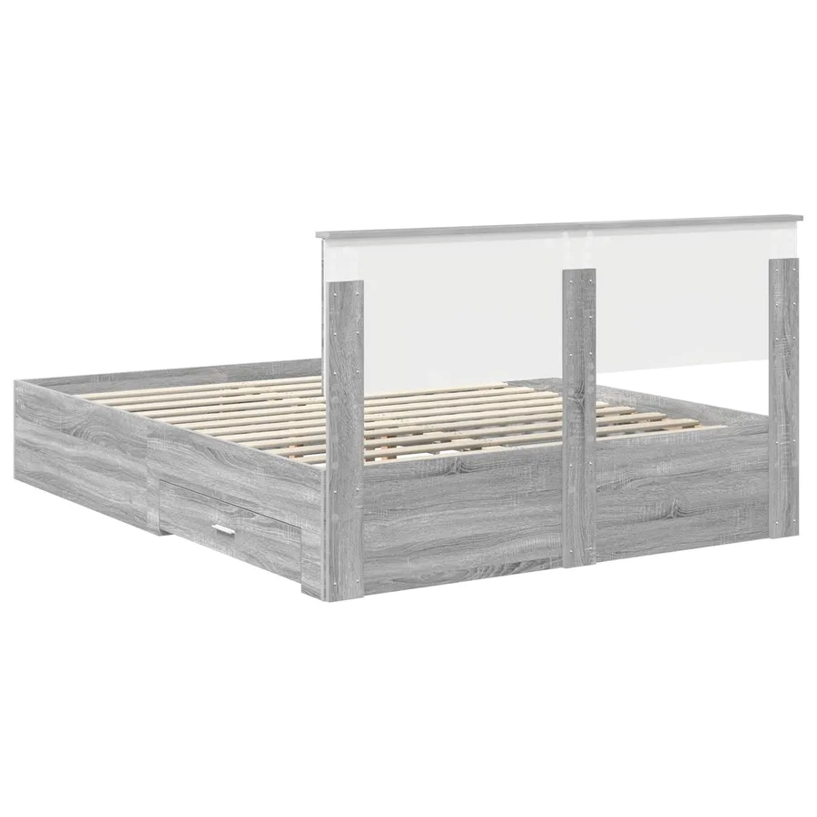 Cadre de lit Sonoma gris 150 x 200 cm Bois d'ingénierie - 8