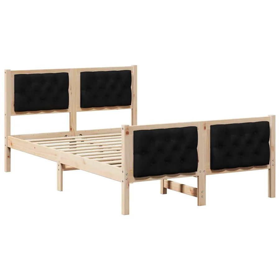 Cadre de lit avec tête de lit Noir 135 x 190 cm Pin massif - 2