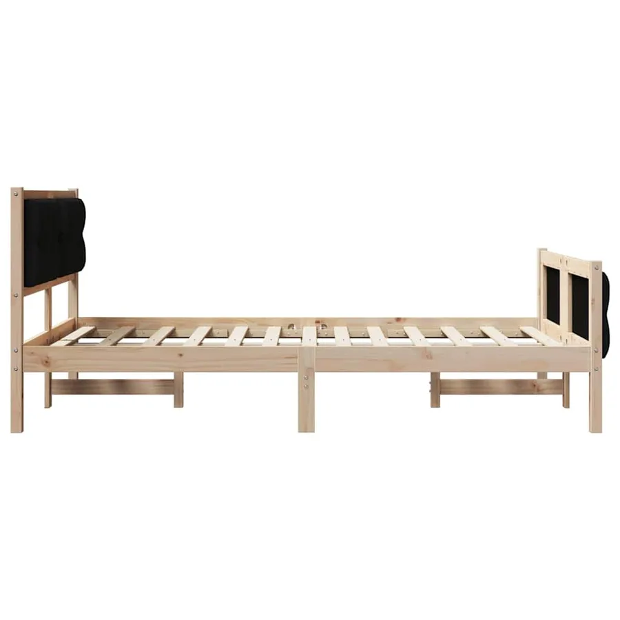 Cadre de lit avec tête de lit Noir 135 x 190 cm Pin massif - 6