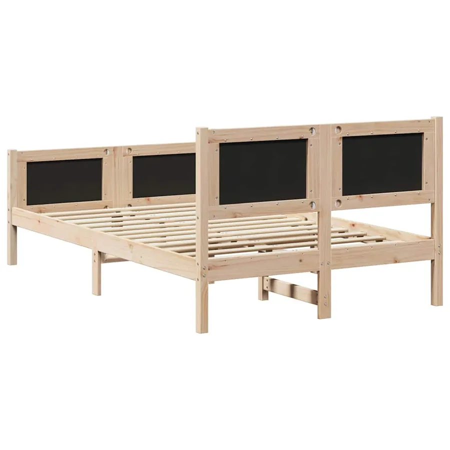Cadre de lit avec tête de lit Noir 135 x 190 cm Pin massif - 7