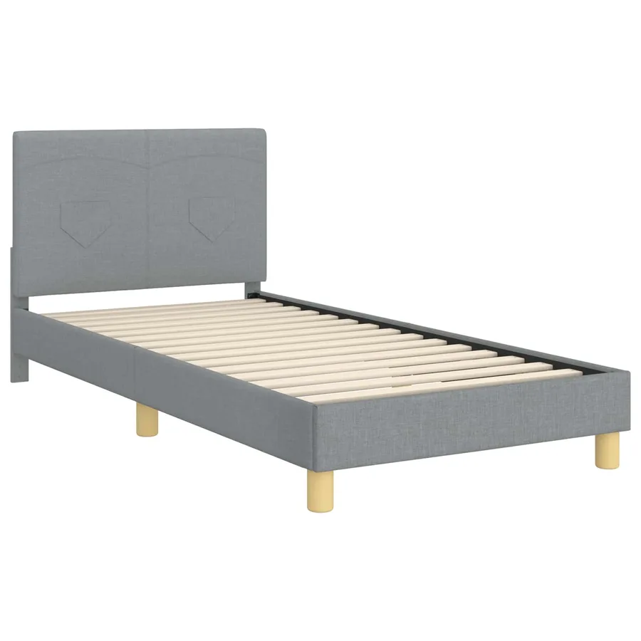 Cadre de lit pour enfants avec tête de lit Gris clair tissu - 4