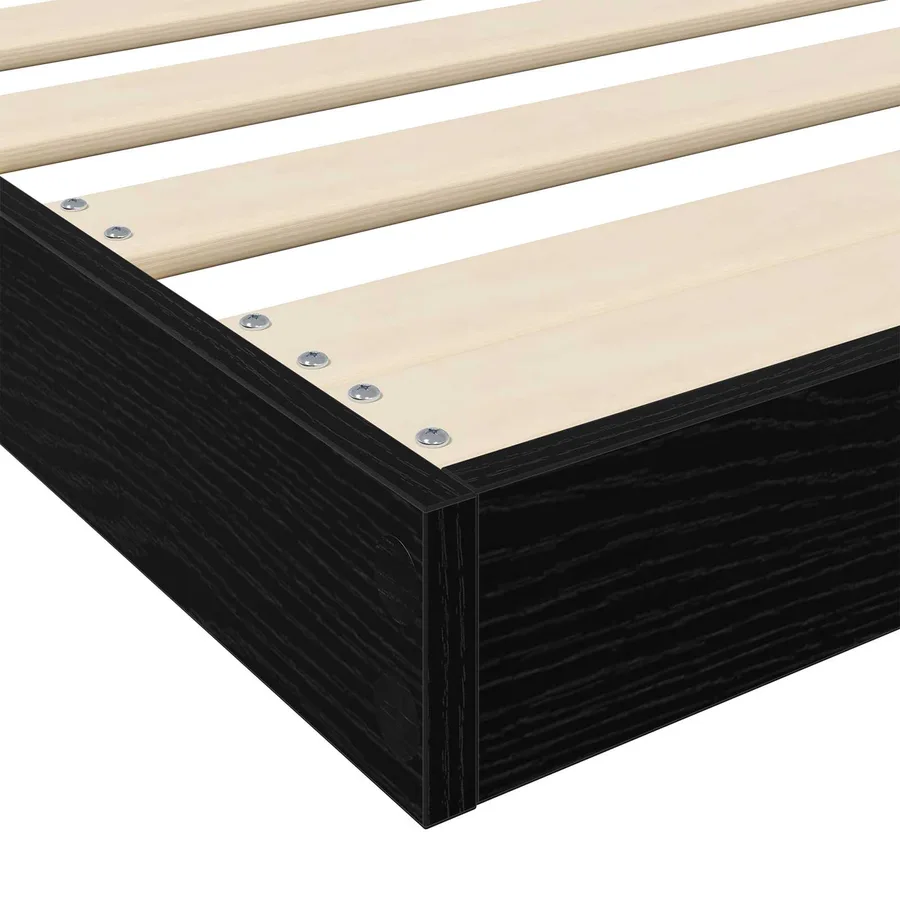 Cadre de lit surélevé Chêne noir 100 x 200 cm Bois d'ingénierie - 9
