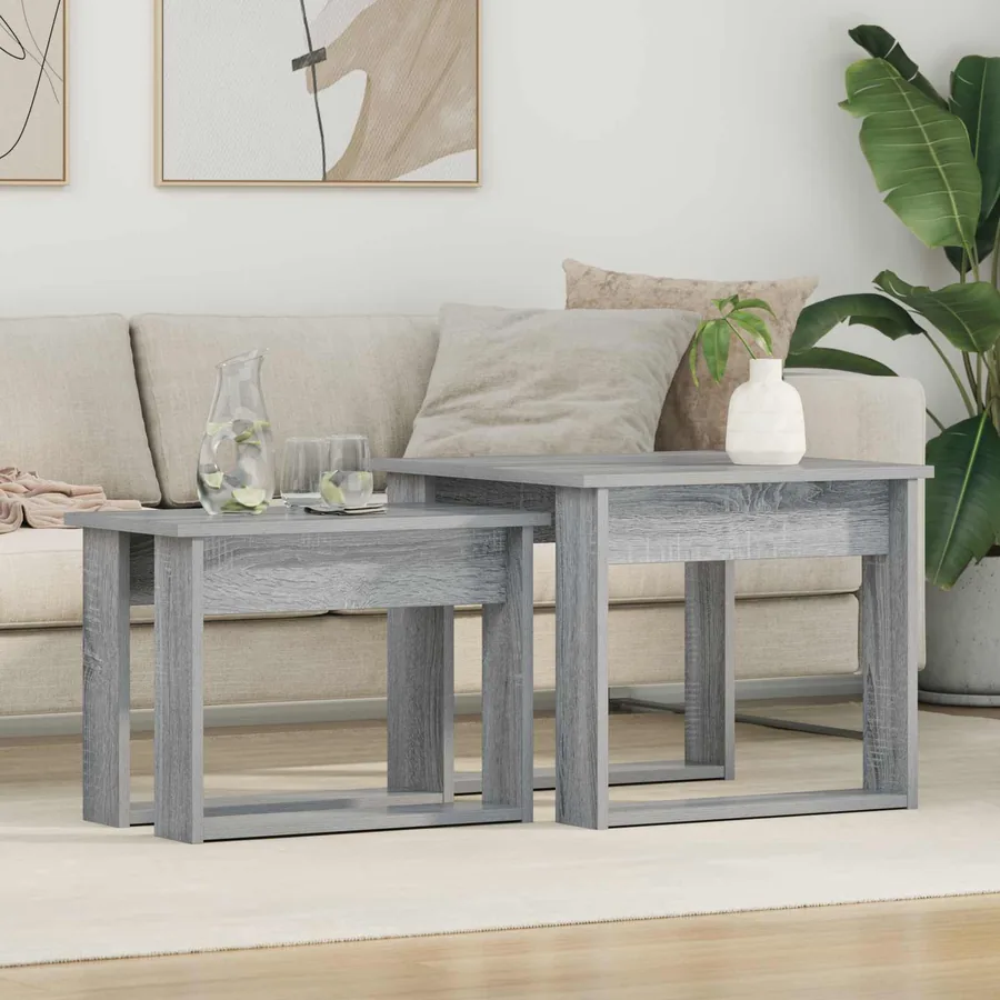 Ensemble de tables basses 2 pcs Gris Sonoma Bois d'ingénierie