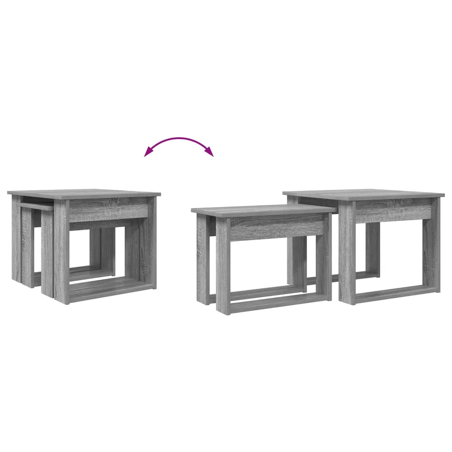 Ensemble de tables basses 2 pcs Gris Sonoma Bois d'ingénierie - 12