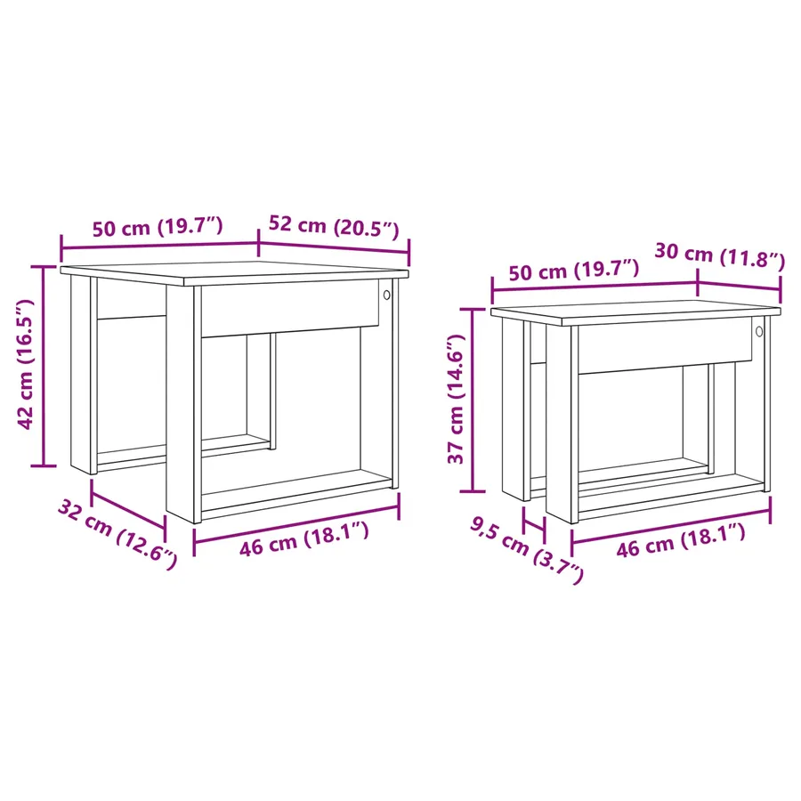 Ensemble de tables basses 2 pcs Gris Sonoma Bois d'ingénierie - 14