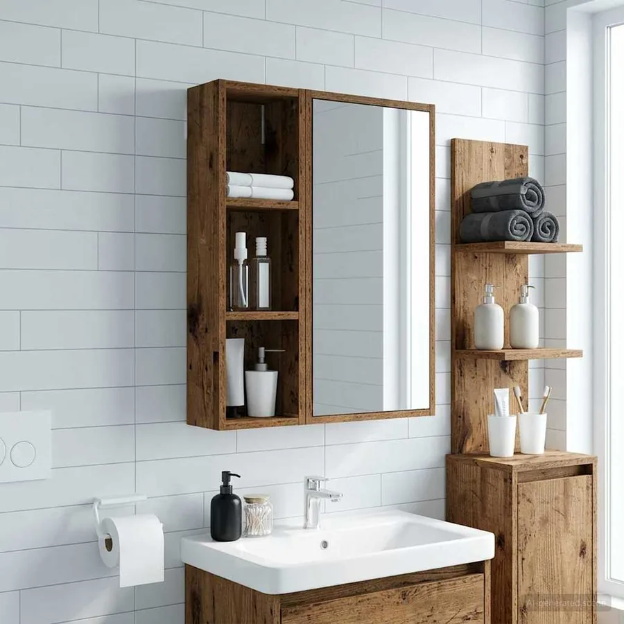 Armoire murale de salle de bain Bois ancien 20 x 14 x 70 cm