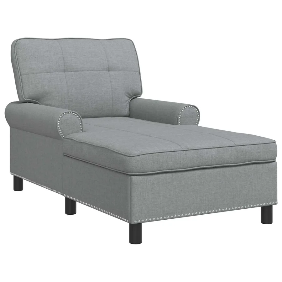 Chaise longue avec coussin Gris clair 91 x 157 x 91 cm tissu - 2
