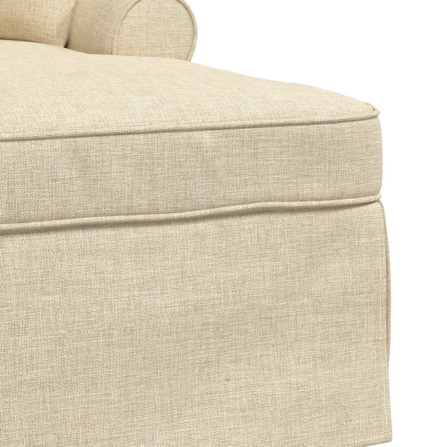 Chaise lounge avec jupe avec coussin 3 pcs Crème tissu - 7