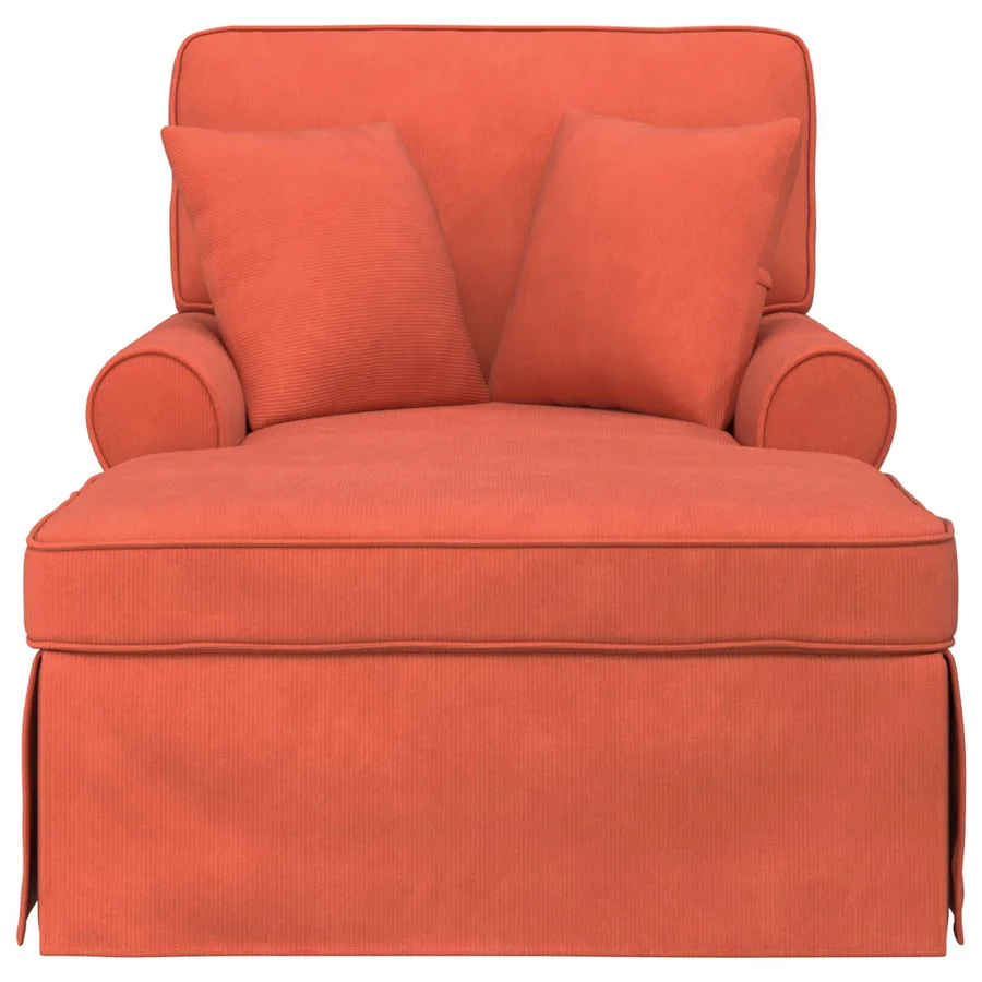Chaise lounge avec jupe avec coussin 3 pcs Rouge orange - 4