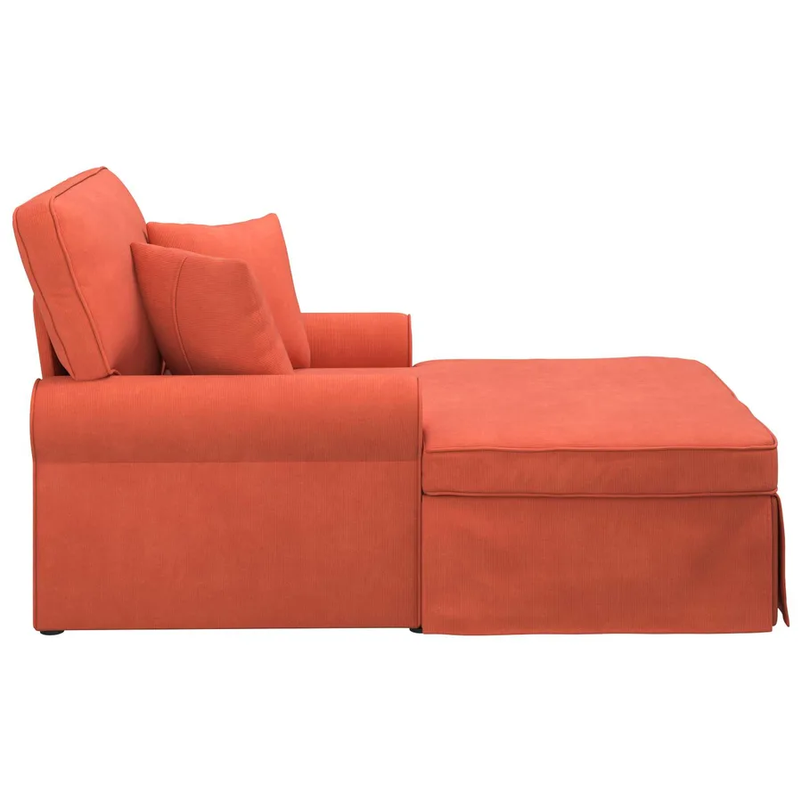 Chaise lounge avec jupe avec coussin 3 pcs Rouge orange - 5