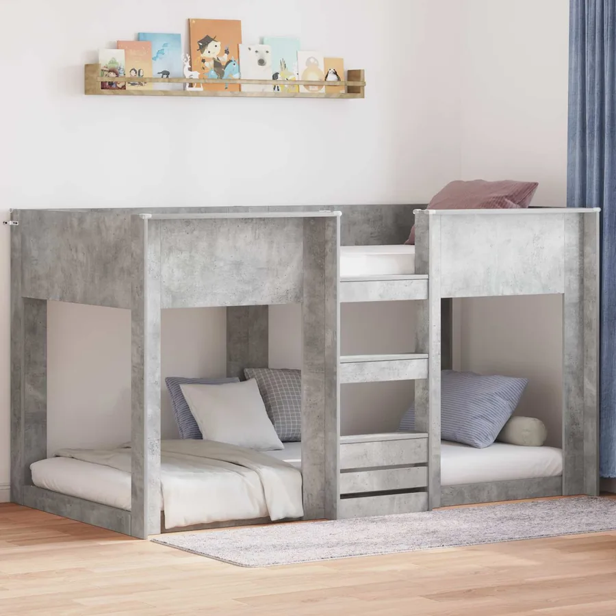 Lit Superposé pour Enfants Gris béton 80 x 200 cm