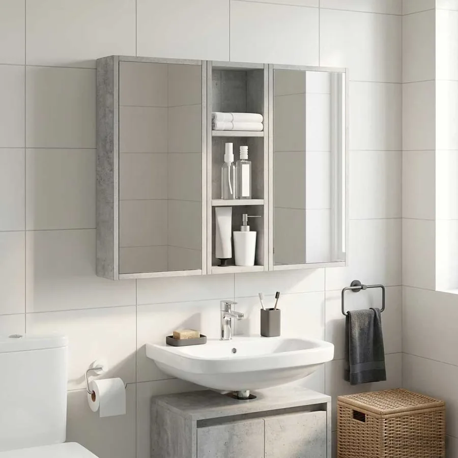 Armoire murale de salle de bain Gris Béton 20 x 10 x 60,5 cm - 4