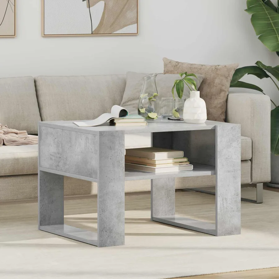 Table basse Gris béton 66 x 53 x 45 cm Bois d'ingénierie