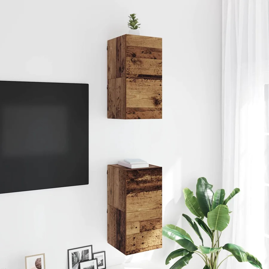 Meuble TV mural Bois ancien 30,5 x 30 x 30 cm Bois d'ingénierie