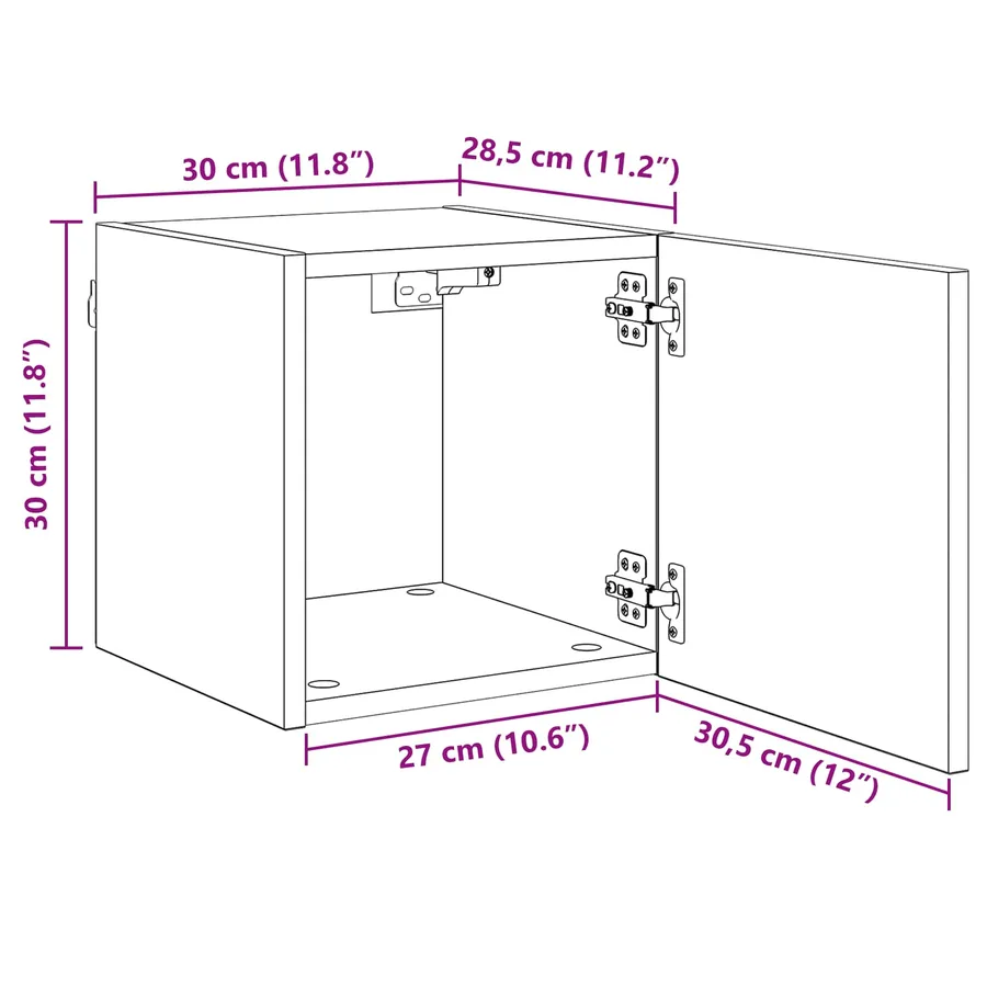 Meuble TV mural Bois ancien 30,5 x 30 x 30 cm Bois d'ingénierie - 12