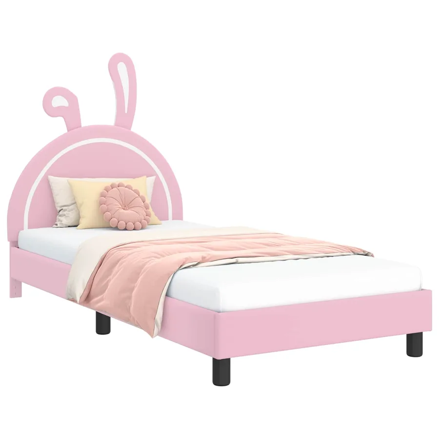 Cadre de lit pour enfants avec tête de lit Rose 90 x 190 cm PU - 2