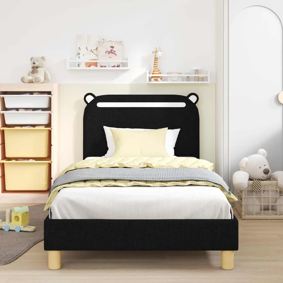 Cadre de lit pour enfants avec tête de lit Noir 90 x 190 cm - 3