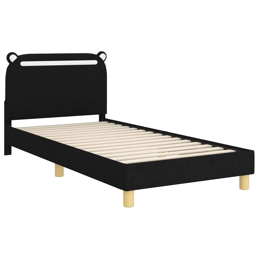 Cadre de lit pour enfants avec tête de lit Noir 90 x 190 cm - 4