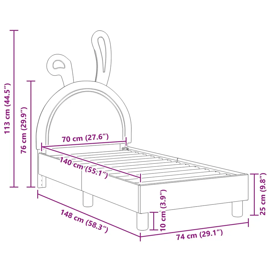 Cadre de lit pour tout-petit avec tête de lit Gris clair PU - 10