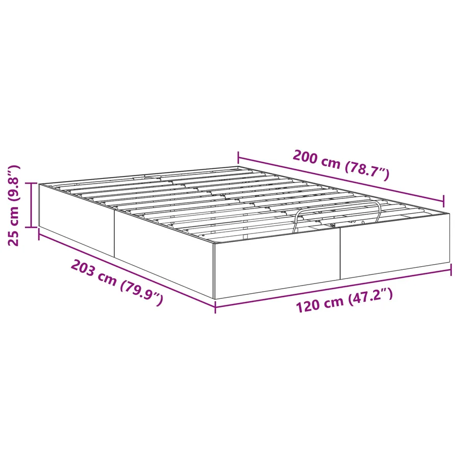 Cadre de lit ottoman avec stockage Chêne Noir 203 x 120 x 25 cm - 11