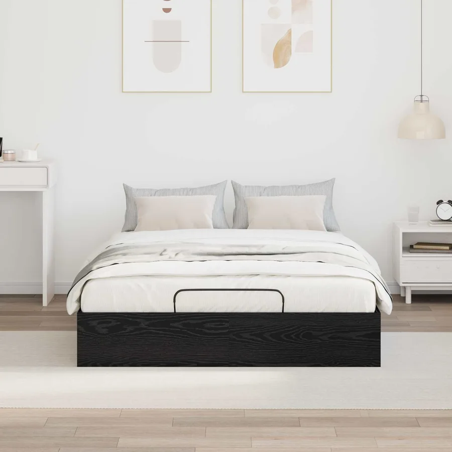 Cadre de lit ottoman avec stockage Chêne Noir 203 x 120 x 25 cm - 4