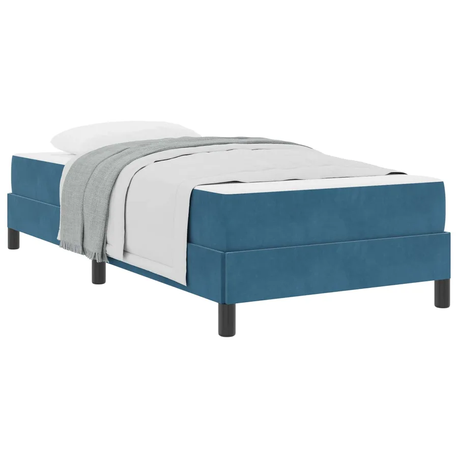Lit à ressorts avec matelas Bleu foncé 100 x 220 cm tissu - 2