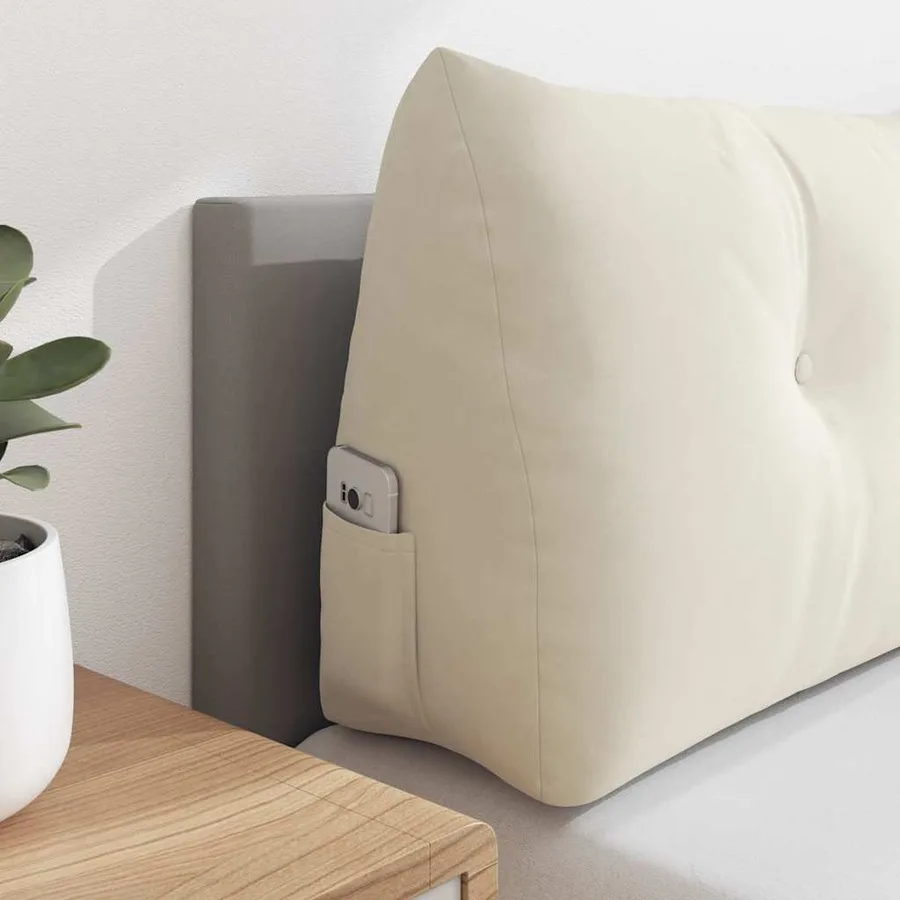 Coussin de Dos Crème 120 x 24 x 50 cm Velours - 5