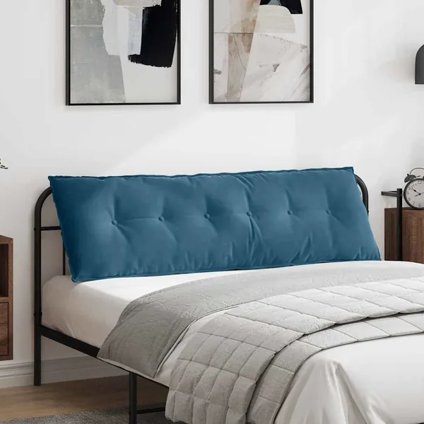 Coussin de Dos Bleu 160 x 50 cm Tissu en velours côtelé
