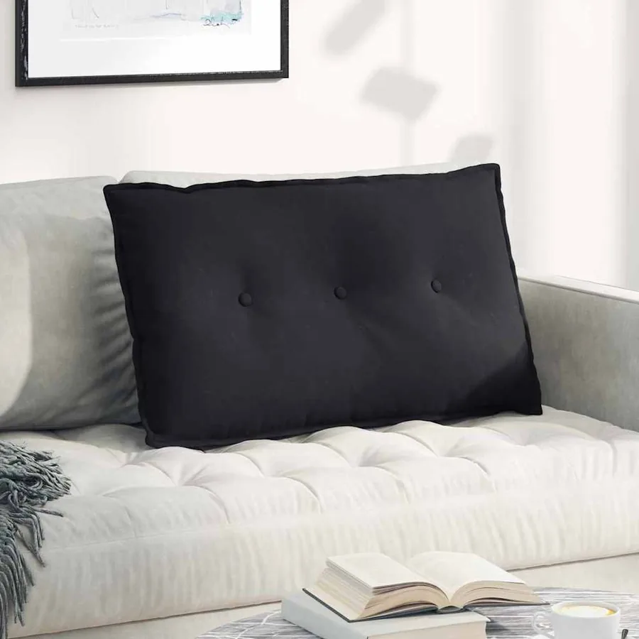 Coussin de Dos Noir 80 x 50 cm Tissu en microfibre