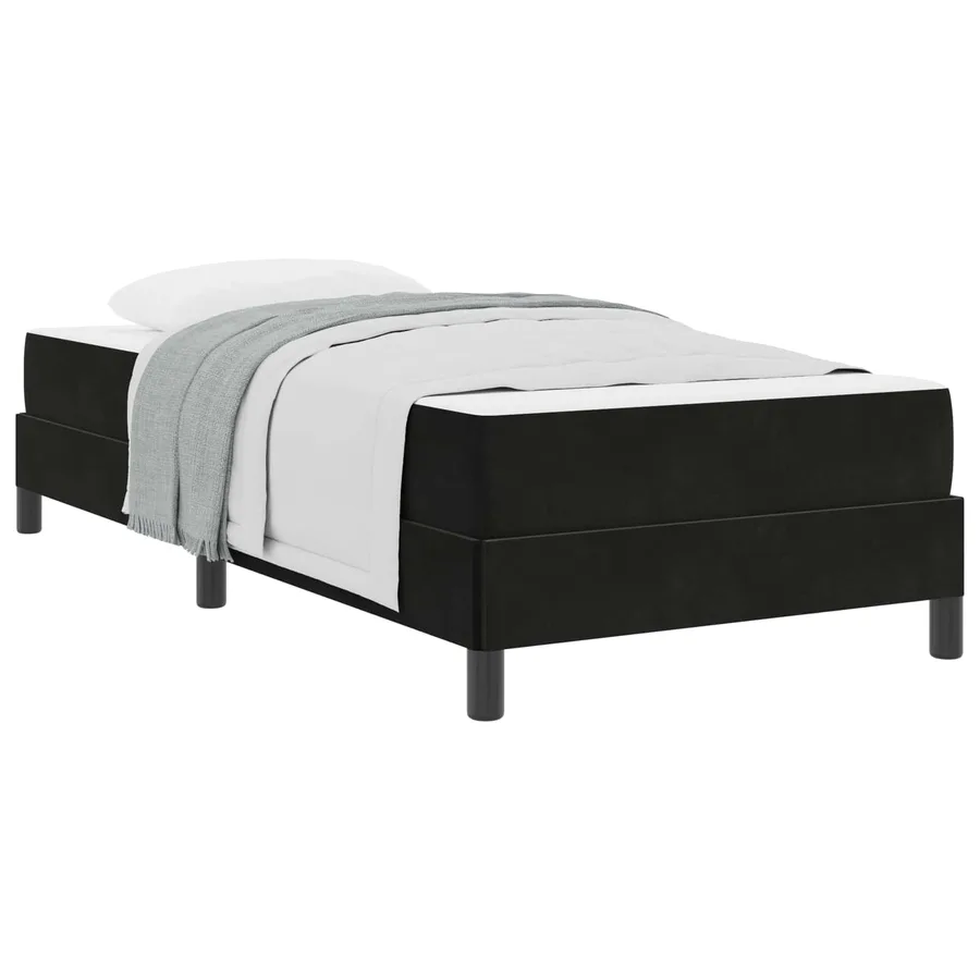 Lit à ressorts avec matelas Noir 100 x 220 cm tissu - 2