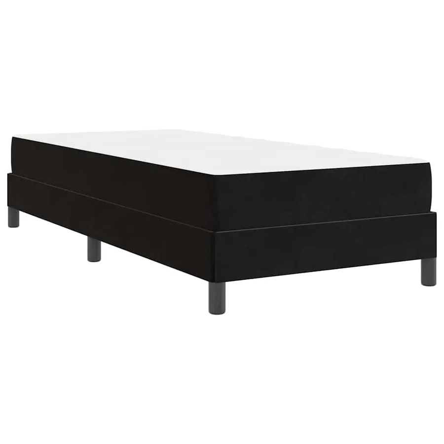 Lit à ressorts avec matelas Noir 100 x 220 cm tissu - 7
