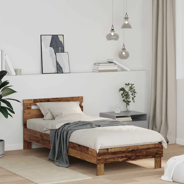 Cadre de lit Bois ancien 75 x 190 cm Bois d'ingénierie