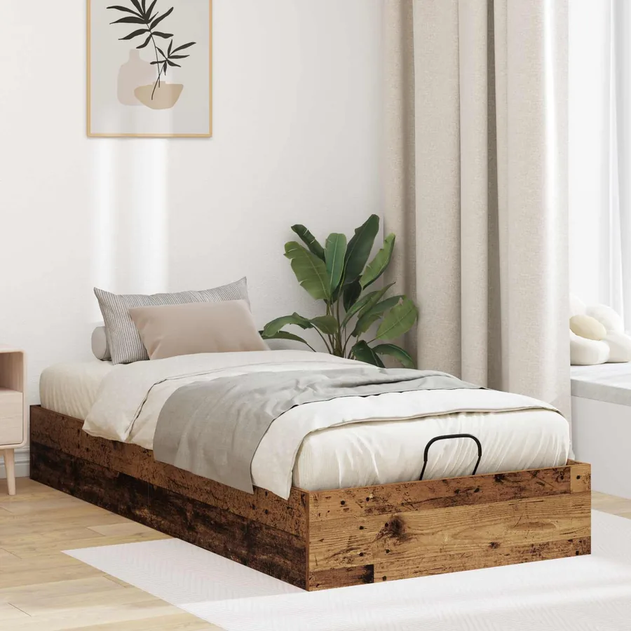 Cadre de lit ottoman avec stockage Bois ancien 80,5 x 200 cm