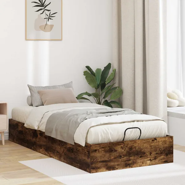 Cadre de lit ottoman Chêne Fumé 80,5 x 200 cm Bois d’ingénierie