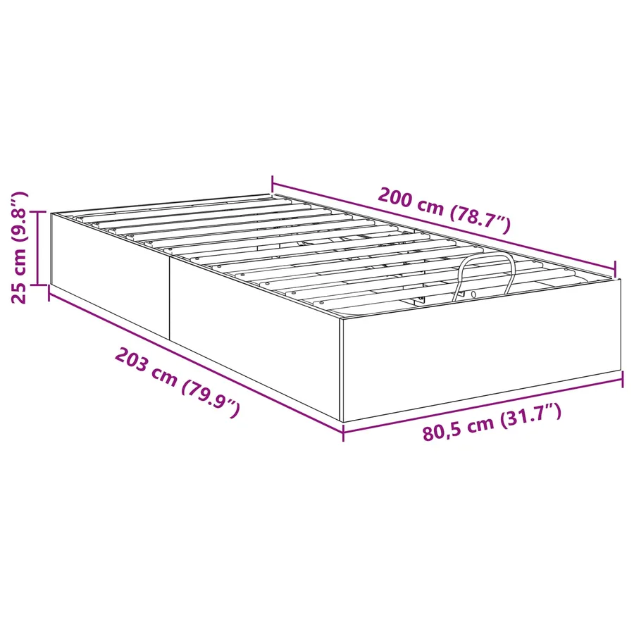 Cadre de lit ottoman Chêne Fumé 80,5 x 200 cm Bois d’ingénierie - 11
