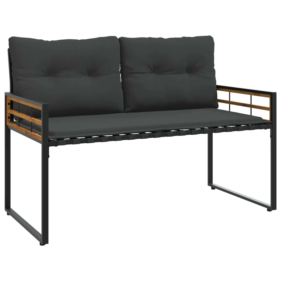 Banc à couches en bois avec coussin Gris foncé 114 x 55 x 77 cm - 2