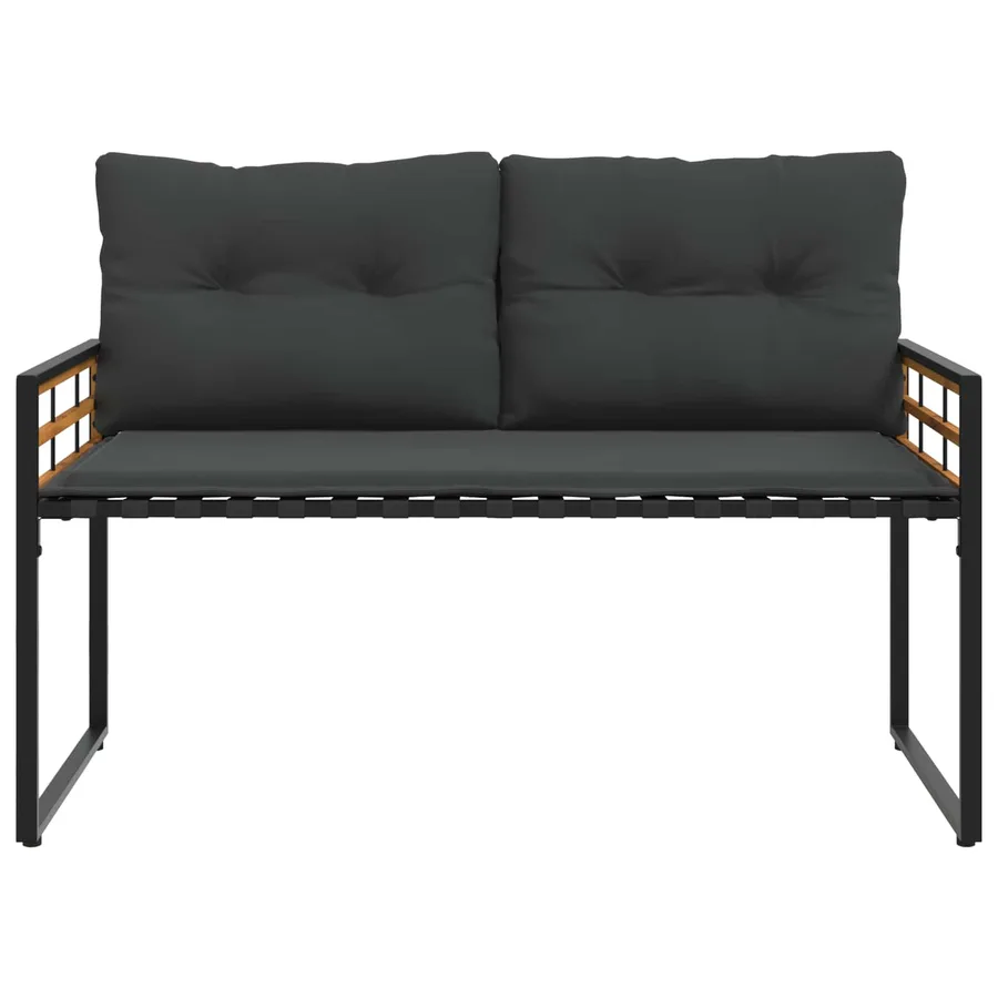 Banc à couches en bois avec coussin Gris foncé 114 x 55 x 77 cm - 4